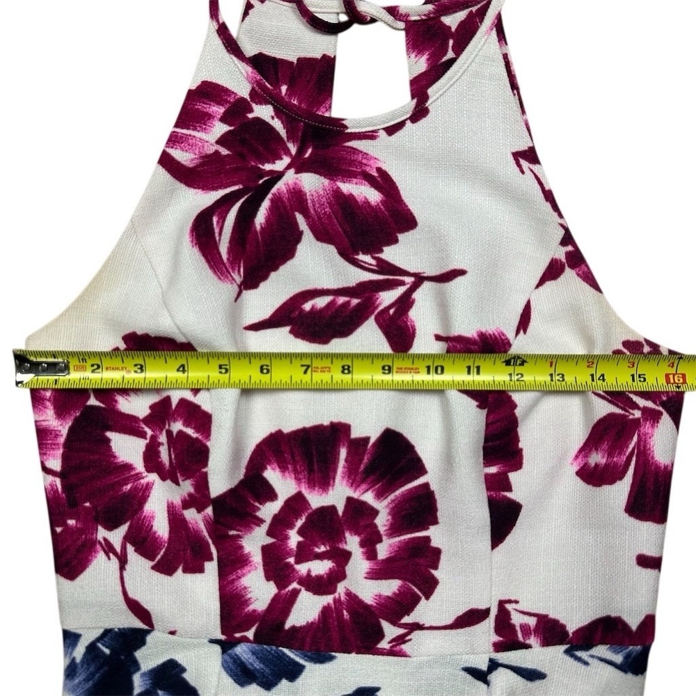 Maggy London Dress Womens Size 6 White Floral Fit & Flare Halter Summer - Picture 9 of 11